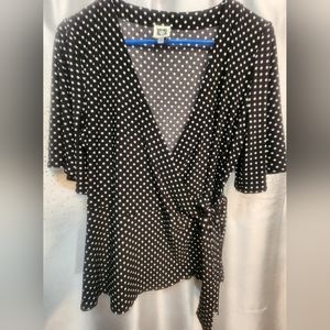 Anne Klein stretch wrap around dress shirt szL